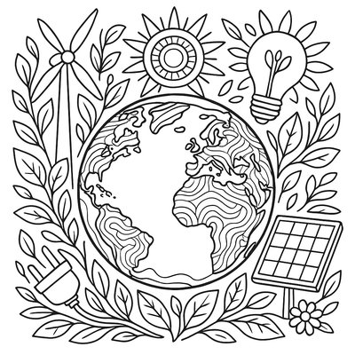 Earth Surrounded By Renewable Energy Symbols