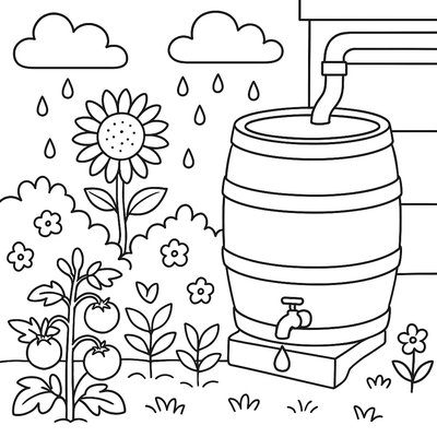Rainwater Collection System In Garden