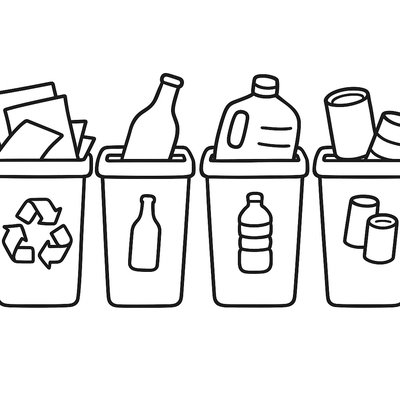 Recycling Bins With Different Materials Sorted