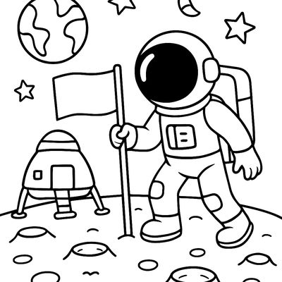A Scene Of The First Moon Landing With An Astronaut Planting A Flag On The Moon's Surface
