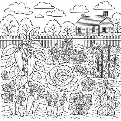 Colonial Garden With Historical Vegetables And Cooking Herbs