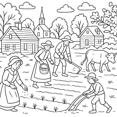 Colonial Village During Spring Planting Season