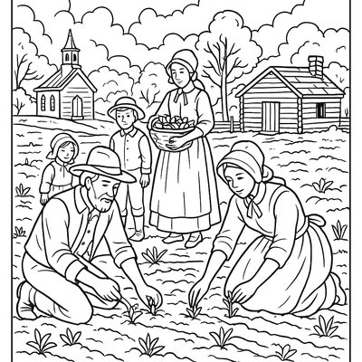 Early Settlers Planting Their First Spring Crops In America
