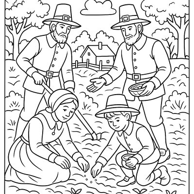 Pilgrims Planting First Spring Crops In New World