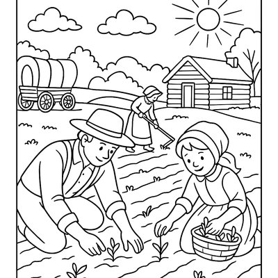 Pioneers Planting First Crops In New Settlement During Spring