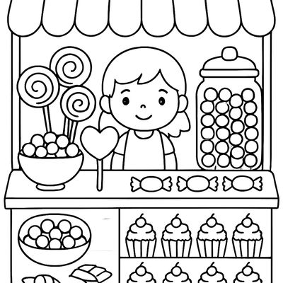 A Candy Shop Scene Showing Groups Of 2, 5, And 10 For Skip Counting