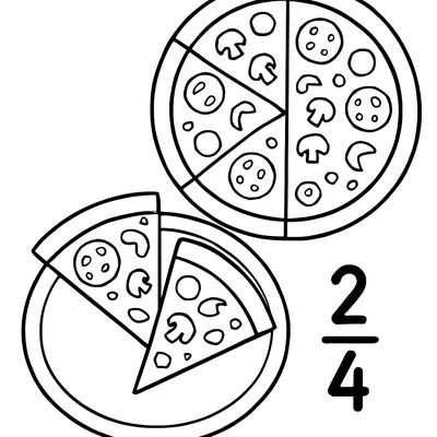A Pizza Cut Into 4 Equal Slices With 2 Slices On A Plate Showing The Fraction 2/4