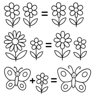 Simple Addition Problems Using Spring Flowers And Butterflies