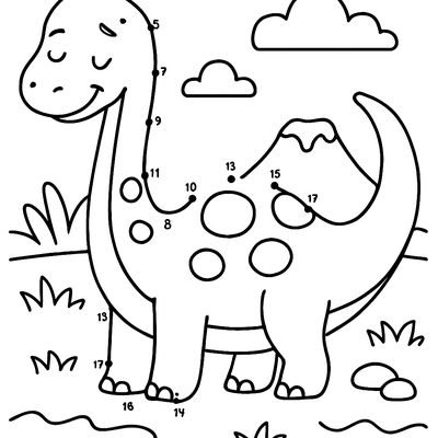 A Connect-the-dots Dinosaur With Numbers 1 To 20