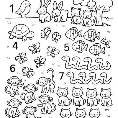 A Counting Scene With Animals Numbered 1 Through 10