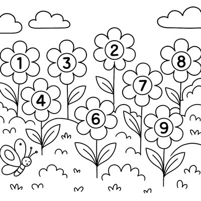 Counting Flowers From 1 To 10 In A Garden Scene