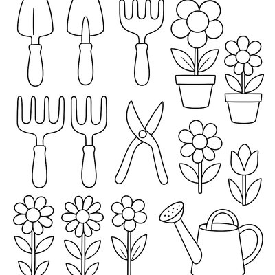 Counting Garden Tools From 1 To 10 With Spring Flowers