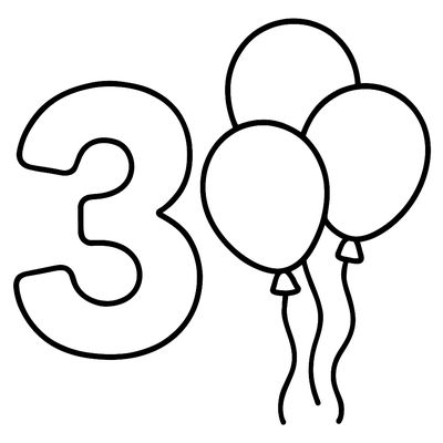 The Number 3 With Three Balloons