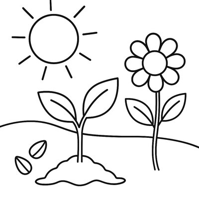 Letter S Sound Page With Sun, Seeds, And Spring Illustrations