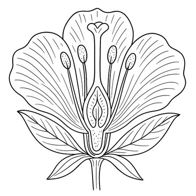 Cross-section Diagram Of Flower Showing Pistil, Stamen, And Petals