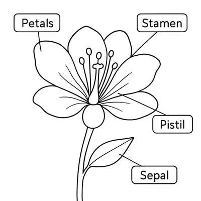 The Parts Of A Flowering Plant With Labels