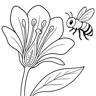 A Cross-section Diagram Of A Flower Showing Pollination Process