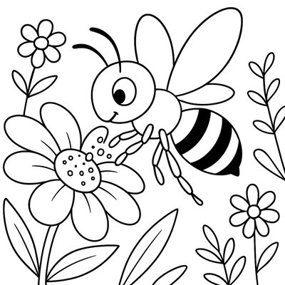 Bee Visiting Flower Showing Pollen Transfer