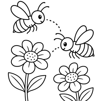 Diagram Showing How Bees Carry Pollen Between Flowers