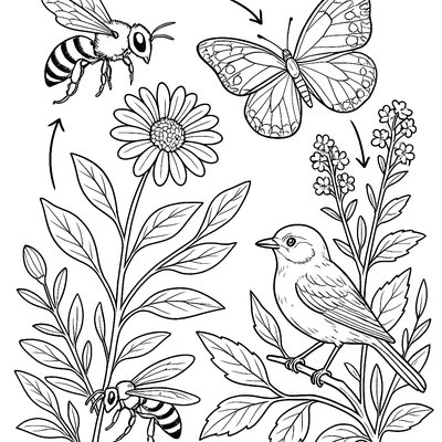 Food Web Showing Pollinators And Plants