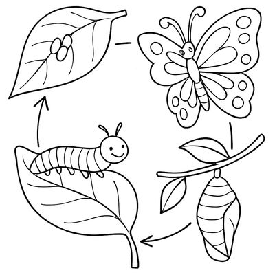 A Life Cycle Of A Butterfly From Egg To Caterpillar To Chrysalis To Butterfly