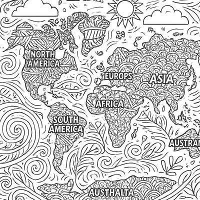 A Simple Map Of The World With Labeled Continents