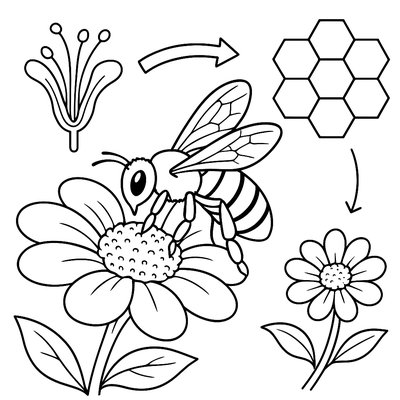 How Bees Pollinate Flowers Diagram