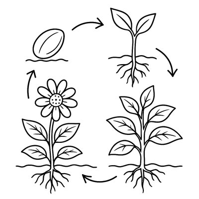 Plant Life Cycle From Seed To Flowering