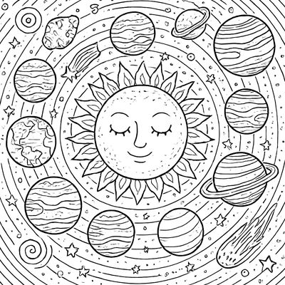 The Solar System With Labeled Planets Orbiting The Sun