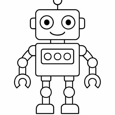 A Robot Built From Circles, Squares, And Rectangles
