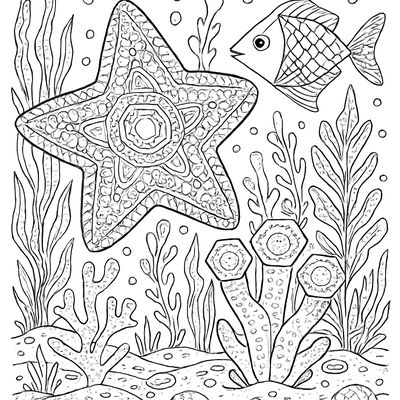 An Underwater Scene With Shape Labels: Octagon Starfish, Diamond Fish, Hexagon Coral