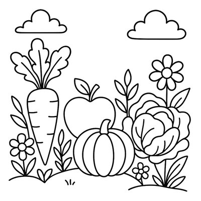 Sight Word 'GROW' Spelled Out With Garden Vegetables And Flowers