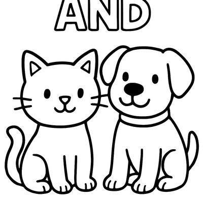 The Sight Word AND With A Cat And A Dog Sitting Together