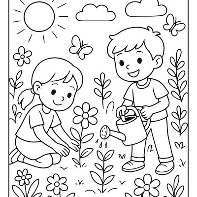 Children Signing Spring Words Like Flower And Grow