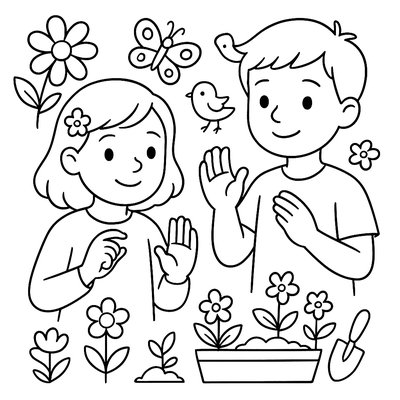 Sign Language For Spring Vocabulary With Picture Symbols