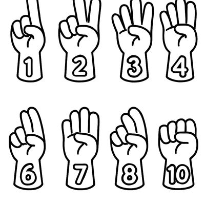 The Numbers 1 Through 10 Shown In ASL Hand Signs With Number Labels