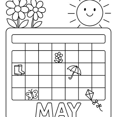 May Calendar Page With Seasonal Activities And Flower Symbols