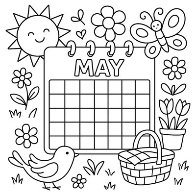 May Calendar With Spring Activities Marked