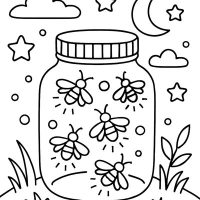 A Jar Of Fireflies Glowing Softly At Night
