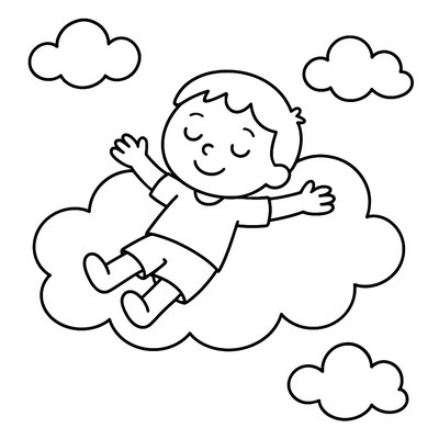 A Simple, Calming Image Of A Child Imagining They Are Floating On A Fluffy Cloud