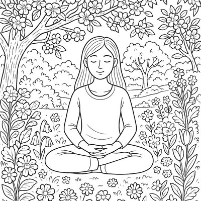 Meditation In A Quiet Spring Garden Setting