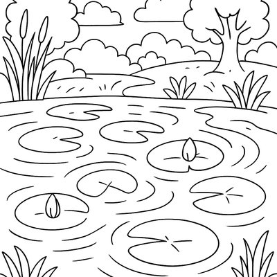 Peaceful Spring Pond With Lily Pads And Gentle Ripples