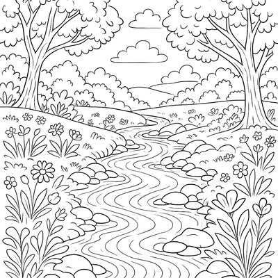 Peaceful Spring Stream With Gentle Water Flow
