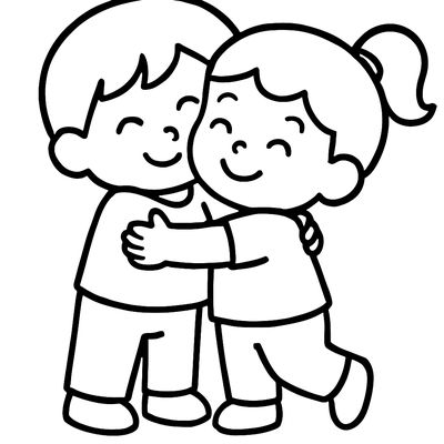 A Child Giving Another Child A Big Hug