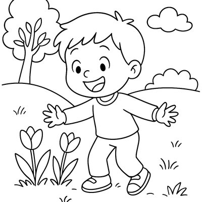Child Expressing Joy While Dancing In Spring Rain Shower