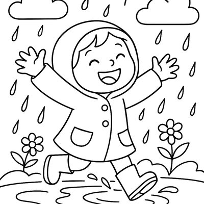 Child Expressing Joy While Jumping In Puddles