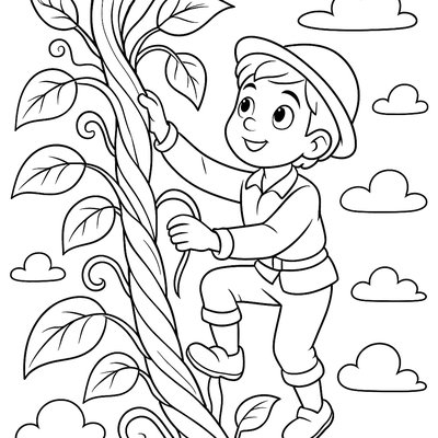 Jack Climbing The Beanstalk Through The Clouds
