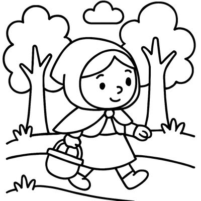 Little Red Riding Hood Walking Through The Forest