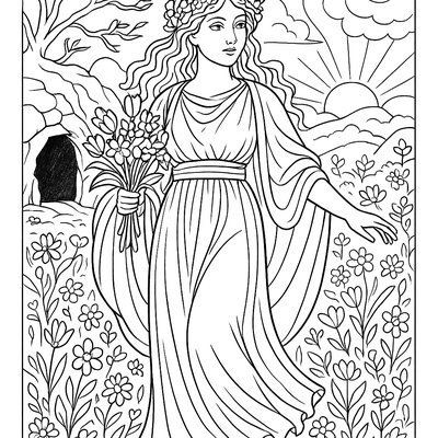 Persephone Returning From The Underworld Bringing Spring Flowers