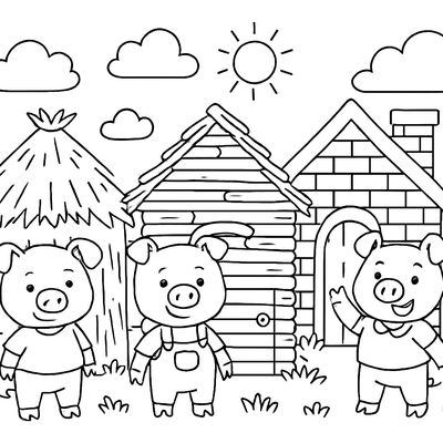 The Three Little Pigs And Their Houses